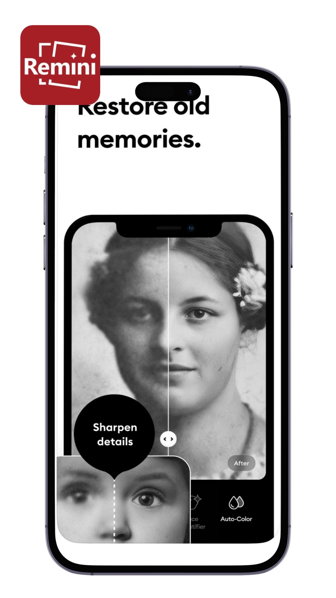 upscale image UI of Remini